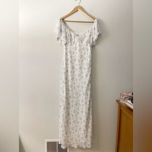 Princess Polly Hera Maxi Dress White Floral Long Cottage-core Size US 8 NWOT